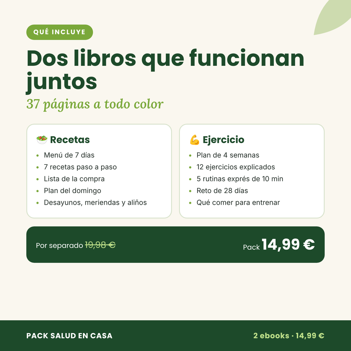 Pack Salud en casa: Recetas + Ejercicio (2 ebooks)