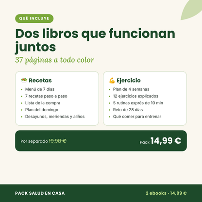 Pack Salud en casa: Recetas + Ejercicio (2 ebooks)